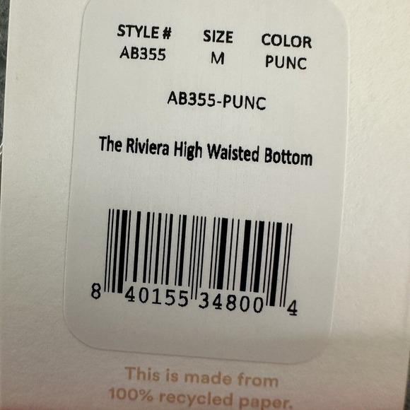 Andie Swimwear The Riviera High Waisted Bottom Women Sz Med Punch Sculpting NWT - Picture 3 of 8